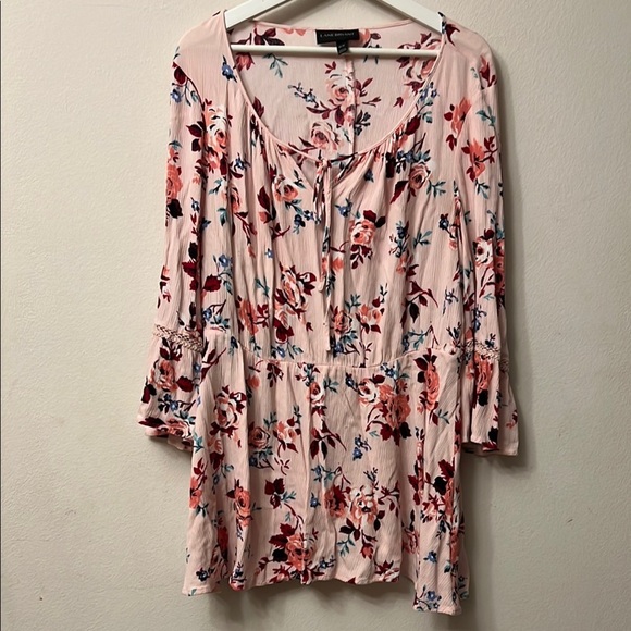 Lane Bryant Pink Relaxed Tunic with Tie Front 314 - Picture 1 of 12